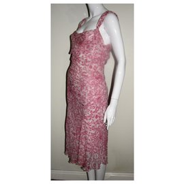 Diane Von Furstenberg-DvF Vintage W.. Hollywood Seidenkleid-Pink,Weiß
