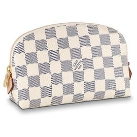 Bolsa de cosméticos Louis Vuitton Damier Azur PM Bege Bege