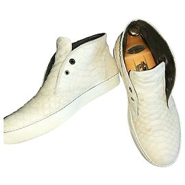 LANVIN MATTE PYTHON SKIN DESERT BOOTS Taille 43 Blanc cassé