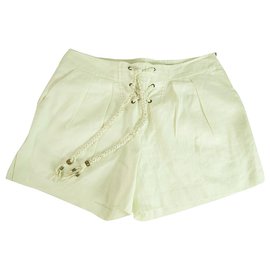 Diane Von Furstenberg-Diane von Furstenberg DVF Off White Ecru Summer Shorts Pantalones Talla de pantalón 6-Blanco