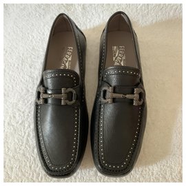 Salvatore Ferragamo-Black buffalo leather mocassins-Black