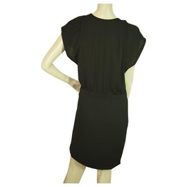 Iro-IRO Noir Sanyia Cap manches en jersey de polyester Mini robe taille 36-Noir