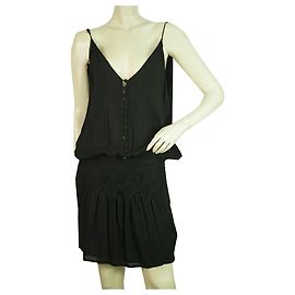 Magali Pascal Black Spaghetti Straps Open Back Sleeveless Sexy Mini Dress size M Black