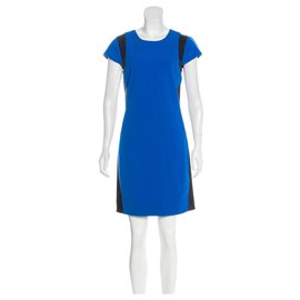 Diane Von Furstenberg-DvF leather trim Pele dress-Black,Blue
