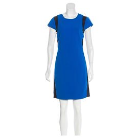 Diane Von Furstenberg Robe Pele à finitions en cuir DvF Noir Bleu