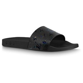 Buy Replica Louis Vuitton Black Rose Waterfront Mule Slide Sandals