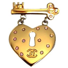 Broche Chanel Cœur et Clé Dorée Bijouterie dorée