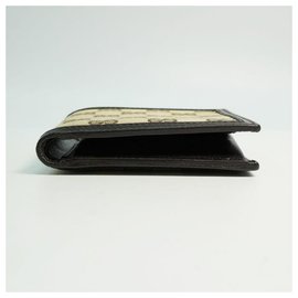 Gucci-GUCCI GG canvas Mens Folded wallet 237359 beige x dark brown-Beige,Dark brown