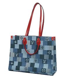 LOUIS VUITTON Onthego GM Damen Einkaufstasche M.44992 blau x rot Rot Blau