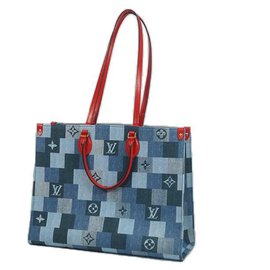 Louis Vuitton-A sacola M das mulheres de LOUIS VUITTON Onthego GM44992 azul x vermelho-Vermelho,Azul