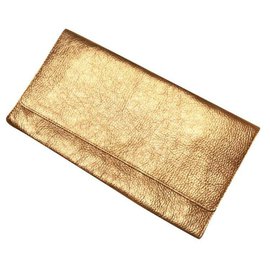 Gerard Darel-Gérard Darel golden calf leather clutch-Golden