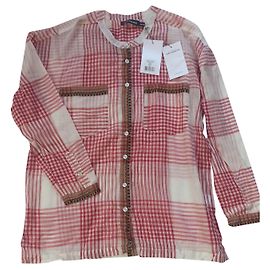 Blusa Antik Batik de algodón roja beige Roja Multicolor Beige
