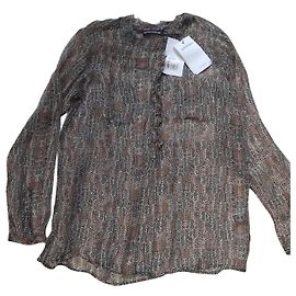 Antik Batik Silk Chiffon Printed Blouse Beige Light Brown Beige Light brown