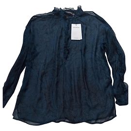 Antik Batik Blusa in Seta e Chiffon Stampata Blu Blu Altro