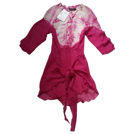 Antik Batik-Kleider-Pink,Aus weiß