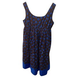 Toast-Toast empire dress with floral pattern-Brown,Blue