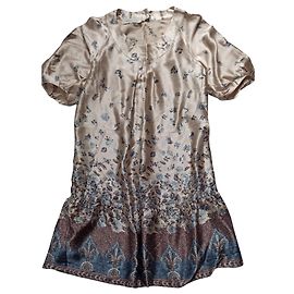 Vestido de seda estampado Gerard Darel con mangas hinchadas Multicolor