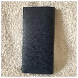 Salvatore Ferragamo-Bi-colored leather vertical wallet-Blue
