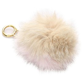 Fendi-Fendi Brown Fur Pom-Pom Key Chain-Brown,Pink,Beige