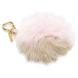 Fendi-Fendi Brown Fur Pom-Pom Key Chain-Brown,Pink,Beige