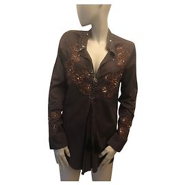 Roberto Cavalli Beaded brown tunic Dark brown