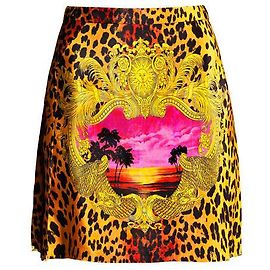 Versace for H&M new silk skirt with label Leopard print