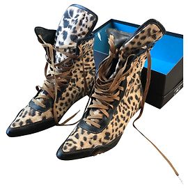 Roberto Cavalli summer ankle boots Leopard print