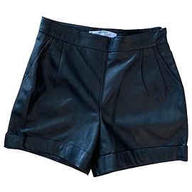 Short en cuir noir Mango taille haute Noir