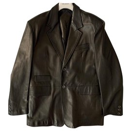 Yves Saint Laurent-Black lambskin vintage blazer jacket-Black