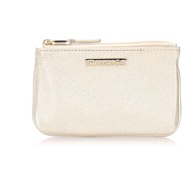 Autre Marque-Tiffany Gold Leather Coin Pouch-Golden
