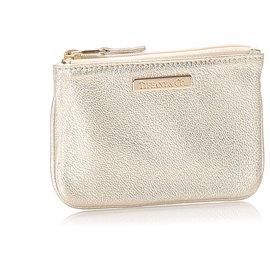 Autre Marque-Tiffany Gold Leather Coin Pouch-Golden