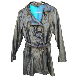 Paul Smith-Paul Smith leather trench coat size XL-Black