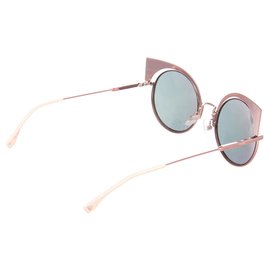 Fendi-RRP €455 FENDI Round Cat Eye Sunglasses Flash Mirrored Lenses Made in Italy-Pink