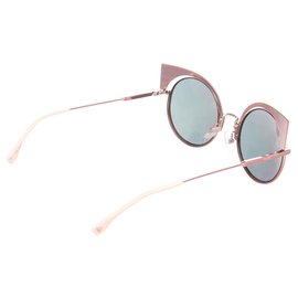 Fendi-UVP €455 FENDI Round Cat Eye Sonnenbrillen Flash Mirrored Lenses Made in Italy-Pink