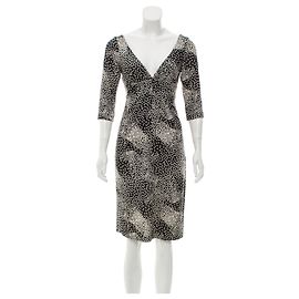 Diane Von Furstenberg Vestido de seda DvF Tarelle Negro Blanco