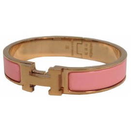 Hermès-HERMES Clic Clac PM Emaille x Palladium plattierter Armreif Pink x Rotgold-Andere