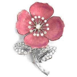 Broche "Eglantine" Boucheron em ouro e platina, esmalte e diamantes. Outro