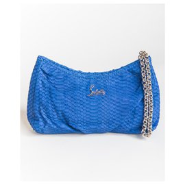 Christian Louboutin-saco de python na cadeia-Azul