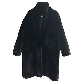 Sandro Faux Fur Fuzzy Coat Black Black
