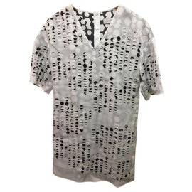 Calvin Klein-CK laser cut silk dress-Black,White