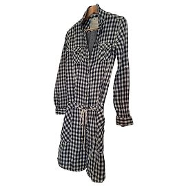 Maison Scotch Hemdkleid Weiß Blau Baumwolle Leinen Weiß Blau