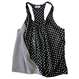Acne Seidentop schwarz weiß creme Schwarz Weiß Roh