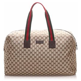 Gucci Brown GG Canvas Web Travel Bag Brown Multiple colors Beige