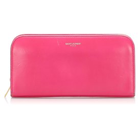 Autre Marque-YSL Pink Continental Leather Long Wallet-Pink