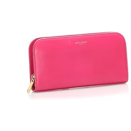 Autre Marque-YSL Pink Continental Leather Long Wallet-Pink