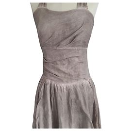 Autre Marque Vestido de seda e algodão cor de avelã Avelã