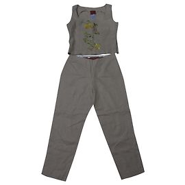 Conjunto de linho bordado Kenzo Bege