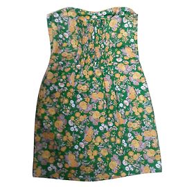 Autre Marque Robe bustier fleurie Amélie & Amélie Moutarde Lavande Multicolore Moutarde Lavande