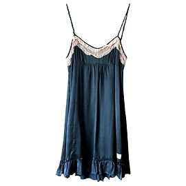 Odd Molly mini Seiden Kleid mit Spitzen Dunkelblau