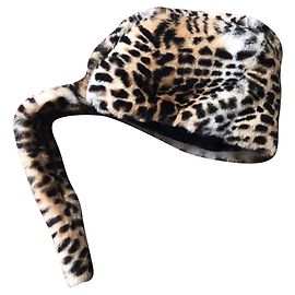 New John Richmond fur hat Leopard print